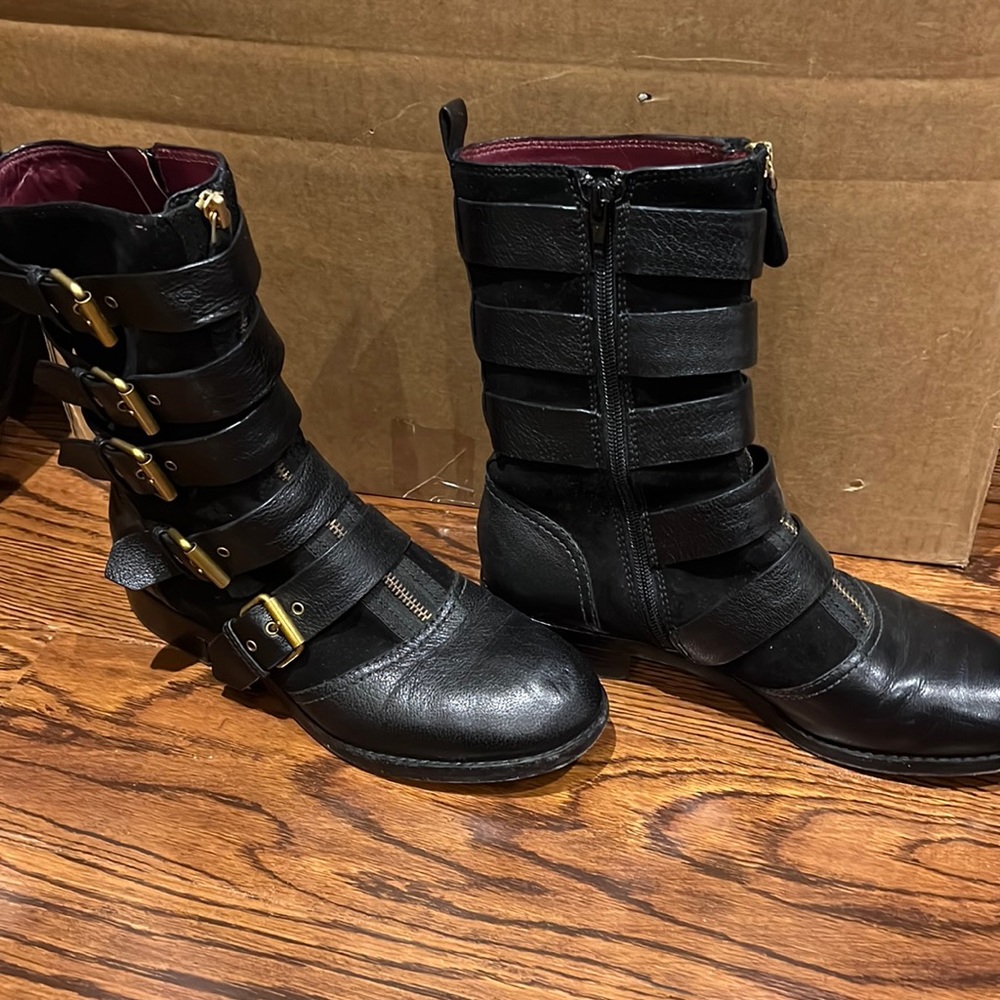 Marc By Marc Jacobs Black Combat Boots with Gold Accents